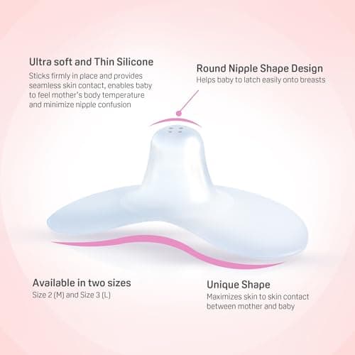 Pigeon Natural Feel Silicone Nipple Shield / Nipple Protector Size M (13–16 mm) | Ultra Soft Butterfly Shape | Helps with Flat & Inverted Nipples | Breastfeeding Support | with Hygienic Storage Case | 4