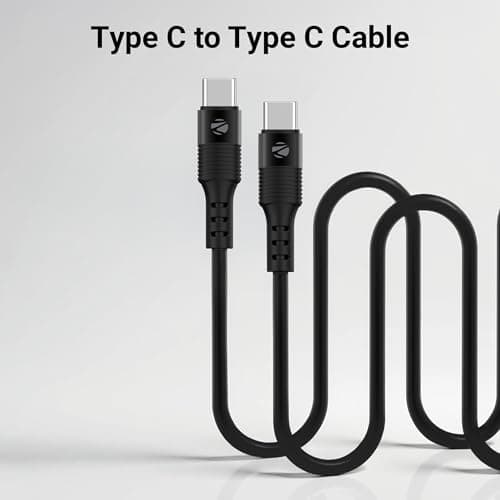 Zebronics Wattz 60CC2 Type-C to Type-C Soft Silicone Cable, PD 60W, 1 Meter, Durable, Charge & Sync, Rapid Charging, For Laptops, Tablets, Mobiles (Black) 2