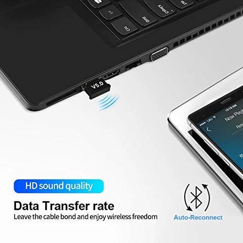 AUSHA® USB Bluetooth 5.0 Adapter Transmitter Bluetooth Receiver Audio Bluetooth Dongle Wireless USB Adapter for Computer PC Laptop 4
