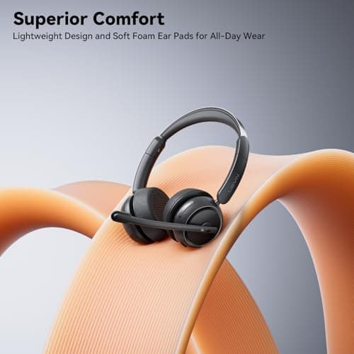 Wireless Headset with Mic for Work, Bluetooth Headset with Microphone (Noise Cancelling & Mute Button), Wireless Headphones with Mic for Work from Home/Office/PC/Call Center/Computer/Laptop/Teams/Zoom 5