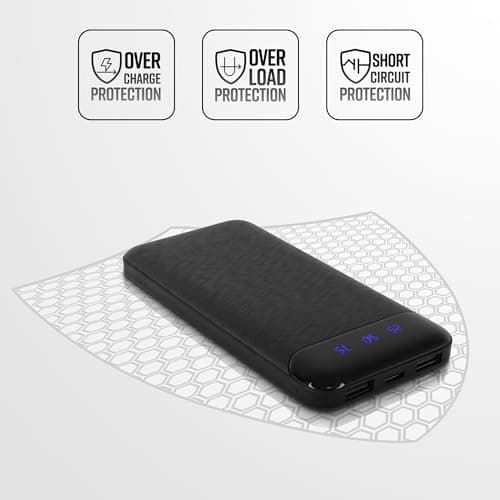ZEBRONICS MB10000S4 Power Bank, 10000 mAh, 12W, Dual USB Output, Type C & Micro USB Input, Built in Protections, Percentage LED Display, Included USB to Type C Cable, Made in India(Black) 5