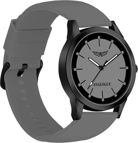 Analogue Minimalist Slim Series Silicone Strap Clip Closure Casual Dial Boys Analog Watch for Men | ANLG-923-GREY-GREY
