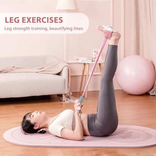 Optifit® 6-Tube Elastic Yoga Pedal Puller Resistance Band, Fitness Tension Rope with Wider Pedal, Pull Reducer Training Bands, Leg Exercise Equipment, Stretching Band for Abdomen/Waist/Leg, Pink 5
