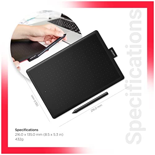 Wacom One by CTL-672/K0-CX Medium 8.5-inch x 5.3-inch Graphic Tablet (Red and Black) 3
