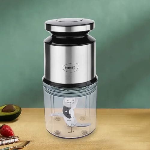 Pigeon Ultra Fast Electric 300 Watts Electric Chopper For Kitchen, Twin Blade Technology, 600 Ml 'Chop-N-Store' Plastic Bowl With Lid, Vegetable Chopper, Cutter, Chop, Mince, Dice, Whisk, Blend, Red 4