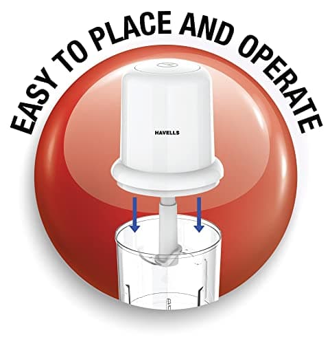 Havells Coral 200W Electric Vegetable Chopper for Kitchen | 750ml Bowl | One-Touch Operation | Portable Food Chopper | Chop, Mince, Dice | Compact Design | 2-Year Warranty (White) 2
