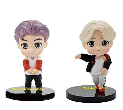Blue Aura BTS BT21 Bangtan Boys Set of 7 Action Toy Figure Collectible Height - 7.8 CM Multi Color NOT for Kids (Dancing Set 2) 4