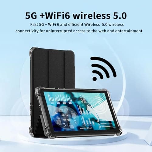 IWEGGO Android 14 Tablet with Case 7" 8GB RAM + 32GB ROM/1TB Expandable Computer 5MP Camera Tablet 1.6Ghz Quad Core Processor 3000mAH Battery Tablet PC 5G WiFi Game 7" Android Laptop Black 5