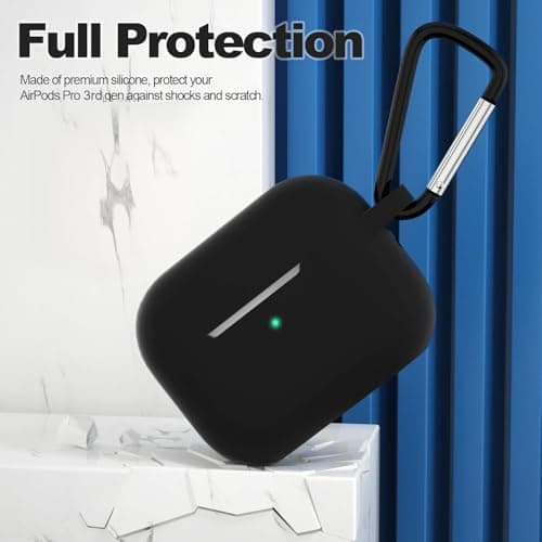 Latali New Soft Silicone Case Compatible with Apple AirPods Pro 3 Generation (2025) Protective Silicone 360° Full Protection Dust-Proof Shockproof Case Cover with Hook (Cover Only) (Black) 5