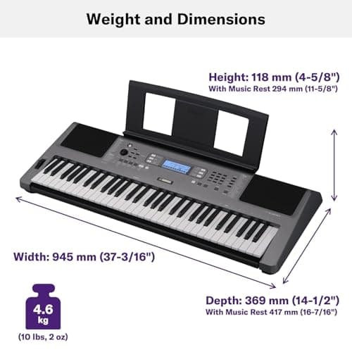 Yamaha PSR-I300 61 Keys Digital Piano Keyboard with Indian Rhythms, Blueberry KB-50 Bag, R-12 Stand, Dust Cover and Adapter 3