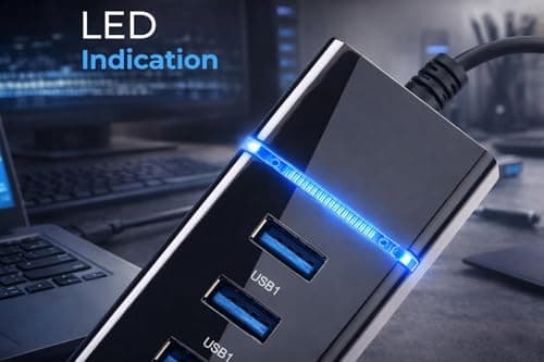 VIHOMI 4 Port USB 3.0 Hub with Hi-Speed Data Transfer, LED Indication, 15cm Cable, Backward Compatible, Multi Device Connection, Plug Play Usage, Glossy Finish and Lightweight Design 5