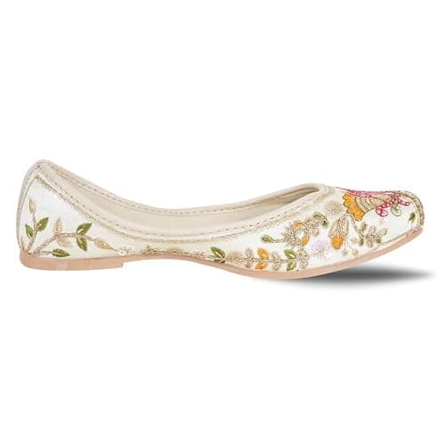 DFR Womens Embroidered Rajasthani Mojari Juti Shoe, Cream1, UK Size 6 4
