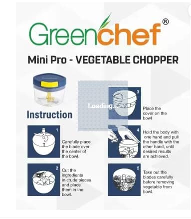 Greenchef Mini Pro Vegetable Chopper 650 ML Capacity with Stainles Steel Two Blades 3