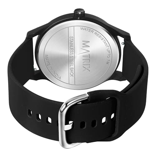Matrix Minimalist Dial with Softest Silicone Strap Analog Wrist Watch for Men & Boys (Black) 5