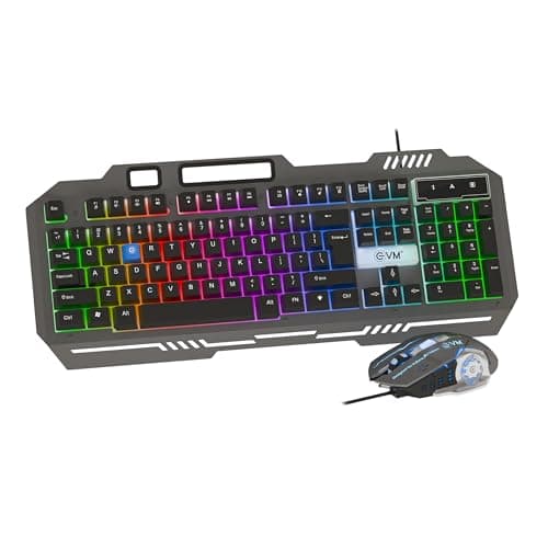 EVM EnClaw Gaming Keyboard & Optical Mouse Combo|RGB Backlit Keyboard, 19 Anti-Ghosting | 7200 DPI Mouse, 6 Buttons|Braided Cable, USB | High Performance – 1 Year Warranty (EVM-WDKM-612-B) Black