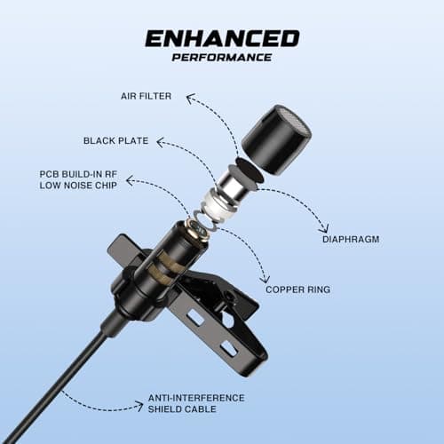 Humble® HB-C01 Lavalier Lapel Condenser Mic for Android, USB Type C Microphone for YouTube Vlogging Facebook Interview Livestream Video Recording and All(1.5 Meter) with Carrying Case 2