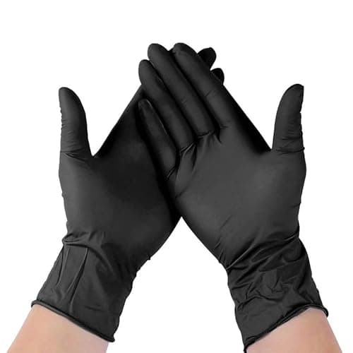 Voblin Black Nitrile Gloves, Next-Gen Smooth Disposable Powder Free Examination Hand Gloves, Multi-Purpose Everyday Usage, Surgical & General Gloves, Pack of 100 (Medium)