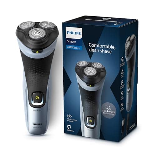 Philips Electric Shaver For Men, Skinprotect Technology, Wet And Dry Shave, 3D Floating Heads, 27 Self Sharpening Blades, Pop-Up Trimmer, Cordless, Waterproof X3063/03 (New Model), Blue