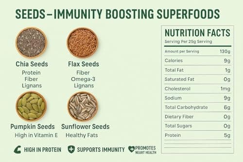 Nature Prime Super Seeds Combo | Chia, Flax, Pumpkin, Sunflower & Basil Seeds | Protein & Fiber Rich | Immunity Booster | 5-in-1 Superfood Mix | 1.25kg (250g x 5) 2