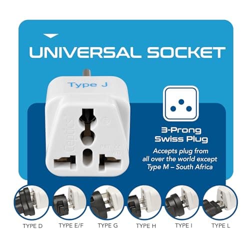 Ceptics India to Switzerland, Rwanda, Liechtenstein (Type J) Travel Adapter Plug - CE Certified - RoHS Compliant - 2 Pack (GP-11A-2PK) 5