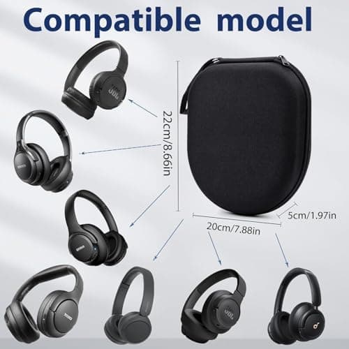 VERTUS Headphone Carrying Hard Storage Bag Case Cover Compatible for Skullcandy Hesh ANC, Crusher Evo, Bose QC45 QC35 II, Sony WH-CH520, 510, 710, 720NC, JBL Tune 510BT, Black 2