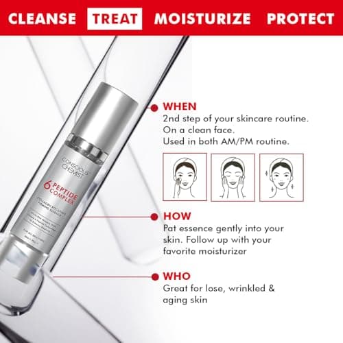 Conscious Chemist 6 Peptide Serum for Face | 50ml | Complex Collagen Boosting Firming Essence for Face, Niacinamide & Hyaluronic Face Serum, Reduce Fine Lines, Wrinkles, Face Serum for Men & Women 6