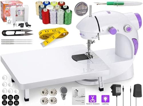Kiwilon Electric Sewing Machine With Table Set, Mini Silai Machine For Home Tailoring, Stitching Machine With Foot Pedal, Adapter And Fully Loaded Sewing Kit (SM-ET-B-KT-201-Purple)