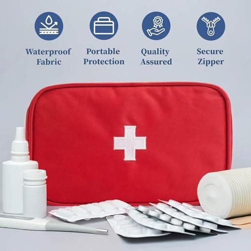 shyam Dealshub First Aid Kit Bag with Antiseptic Cream, Bandages & Scissors, 23x14x8 cm 4