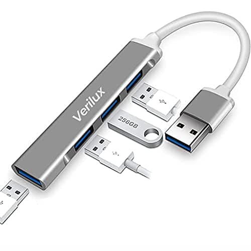 Verilux® USB Hub 3.0 for PC Multiport Adapter with 4 USB Ports High Speed 3.0 for Laptop Aluminium Extender with Multi Port for MacBook, Mac Pro Mini, iMac