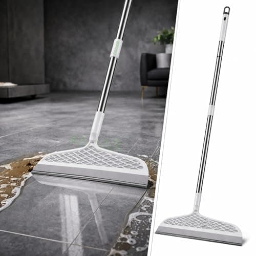 PADAR 2 in 1 Floor Squeegee for Bathroom & Floor Cleaning | Dry Sweep & Wet Water Scraper | 180° Swivel Head Floor Wiper | Long Handle Cleaner for Tiles, Bathroom, Kitchen & Glass Cleaning