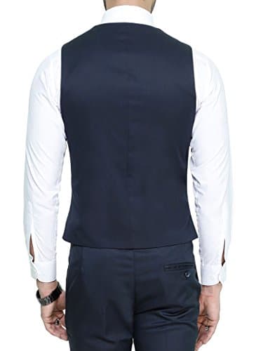 MANQ Men's V.Neck Five Button Slim Fit Formal/Party Waist Coat Navy Blue 2