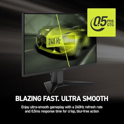 MSI MAG 245F X24 Gaming Monitor 24" 1920 x 1080 (FHD), 240 Hz, FreeSync Premium, HDR Compatible, HDMI, VGA Port, VESA Mount, Tilt, 4 Sides Thin Frame 0.5ms, Black 5