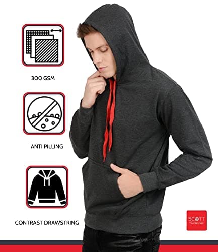 Scott International Men's Solid Cotton Hoodies for Men, Trendy and Cozy Sweatshirts for Men, Stylish Winter Wear with Hood and Pockets, Fashionable Hooded Sweatshirts 3