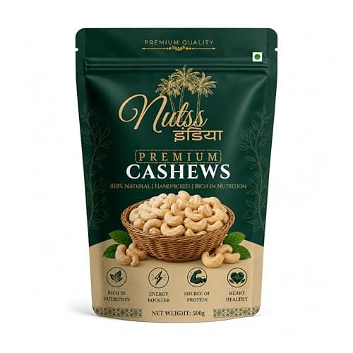 Nutss India Cashew Nuts Whole 500g | Premium W210 Kaju | Deluxe Size Cashews | Protein Rich Healthy Snack | Fresh & Crunchy Dry Fruits 5