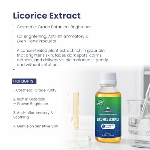 MYOC Licorice Extract (Mulethi) for DIY skincare - 120 ml — cosmetic grade brightening botanical active for serum, face wash and toner formulations 2
