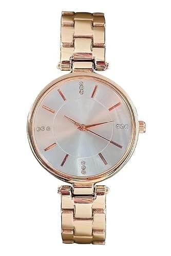 Acnos Premium Girl Wrist Watch Rose Gold Plated Analog Watch Diamond Studded White Dial Stylish Bracelet Strap Stainless Steel Band Perfect for Women 3