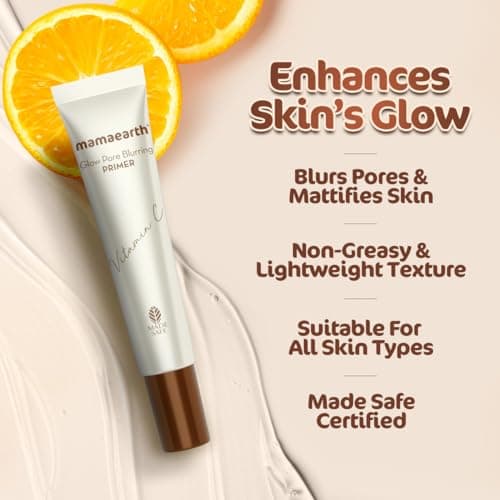 Mamaearth Glow Pore Blurring Primer with Vitamin C & Turmeric - 25 g| Enhances Skin’s Glow | Blurs Pores | Helps Makeup Last Long | Lightweight & Non-Greasy 4