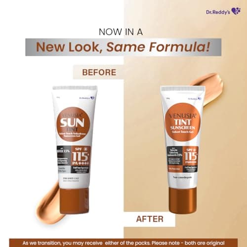 VENUSIA Dr. Reddy's Sun Tint SPF 115|India's First Sunscreen with the Highest SPF|Matte-finish|Full Spectrum 12-Hour Protection|Reduces Pigmentation|Zero White Cast|Hypoallergenic and Paraben-free|50g 2