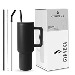 Tumbler with lid and Straw 1200ML Cup Stainless Steel Vacuum Insulated Tumbler for Water, Iced Tea or Coffee 1.2L Office Gym Travelling (40 - Oz - Black)