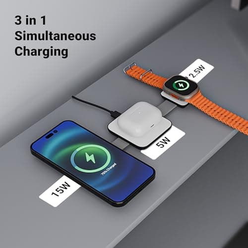 Zebronics 3 in 1 Wireless Foldable Charging Pad, 23W Output, MagSafe Compatible, Fast Charging, Built-in Protection, FOD, 1m Type-C Cable, for iPhone 16/15/14/13/12 Series (MagBoost 20, Matt Black) 2