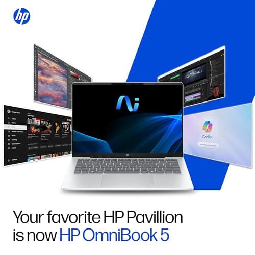 HP Omnibook 5 OLED (Previously Pavilion), Snapdragon X Processor (16GB LPDDR5x,1TB SSD) 2K OLED,16''/40.6cm, Win11, M365*Office24, Glacier Silver, 1.59kg, fb0001QU, Backlit, Next-Gen AI Laptop 5