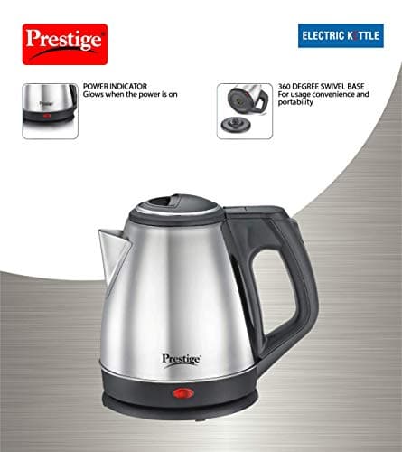 Prestige 1.2 Litres Electric Kettle (PKCS 1.2)| Silver | Auto Cut-Off | Power Indicator | Concealed Element | Single-Touch Lid Locking | 360 Degree Swivel Base 5
