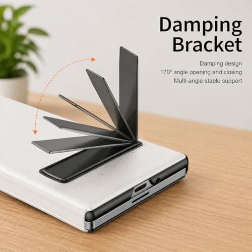 EGOTUDE for Samsung Galaxy Z Fold 7 Case, Premium Leather Magnetic Flip Cover with Kick Stand (White) 2