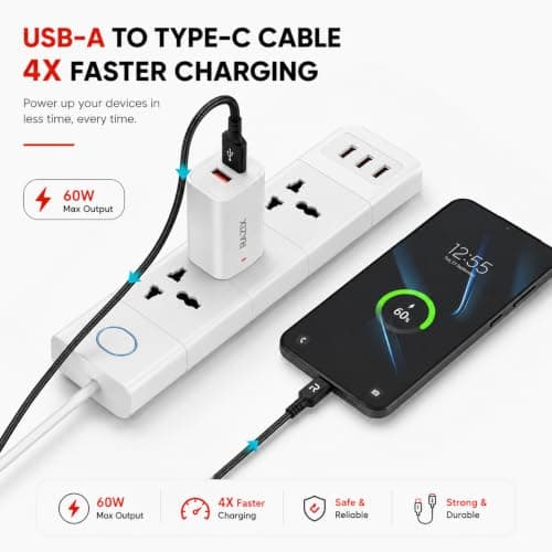 Razix LINK X 60W USB-A to Type-C Fast Charging Cable (1m, Black) 5