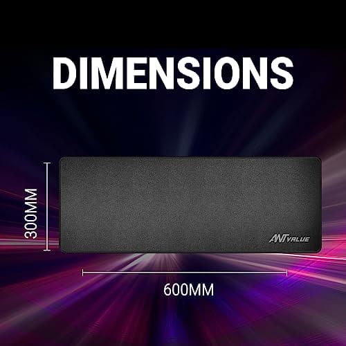 Ant Value MM300 Large Gaming Mouse Pad – Waterproof Cloth Surface with Anti-Fray Stitched Edges, Non-Slip Rubber Base, Extended Size for Gaming & Office Desk Setup – Black 4