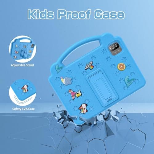 VOLENTEX 10 Inch Kids Tablet with Case, Android 15 Tablet for 3-12 Years, 64GB Training Pad, 5G WIFI6, Parental Control, Dual Camera, 6000mAh, Bluetooth (Blue) 3