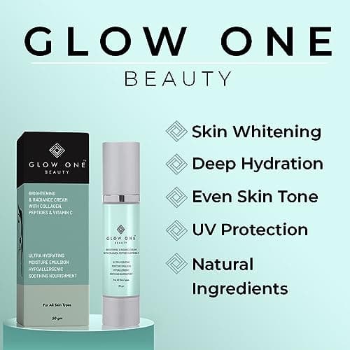 Glow One Beauty Brightening & Radiance Cream with Collagen, Peptides & Vitamin C | Ultra Hydrating Moisture Emulsion for All Skin Types | 50 g 3