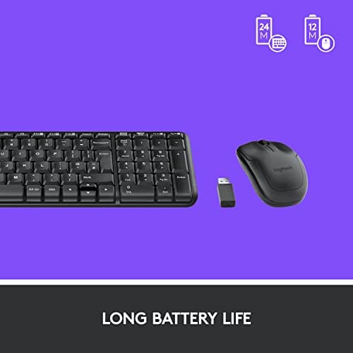 Logitech MK215 Wireless Keyboard and Mouse Combo for Windows, 2.4 GHz Wireless, Compact Design, 2-Year Battery Life(Keyboard),5 Month Battery Life(Mouse) PC/Laptop- Black 5