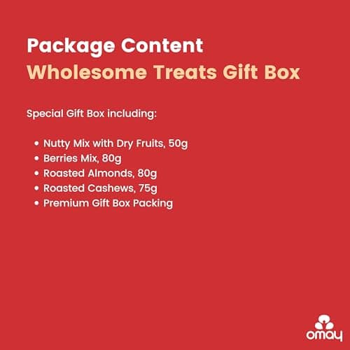 Omay Foods Wholesome Treats Premium Dry Fruit Gift Box | Roasted Cashews, Almonds, Berries & Nutty Mix | Gourmet Gift Hamper for Clients & Employees | Healthy Dry Fruit Hamper | All-Occasion, Oil-Free 4