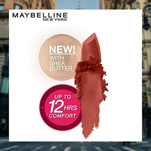 Maybelline New York Color Sensational Creamy Matte Lipstick lasts up to 12 Hours, Hydrate Lips, Creamy Lipstick with Shea Butter, Available in 42 different Shades - 673 Midtown Pink, 3.9g 3